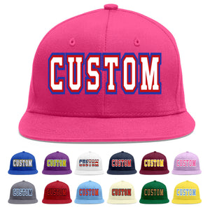 Custom Rose Red White-Red Flat Eaves Sport Baseball Cap