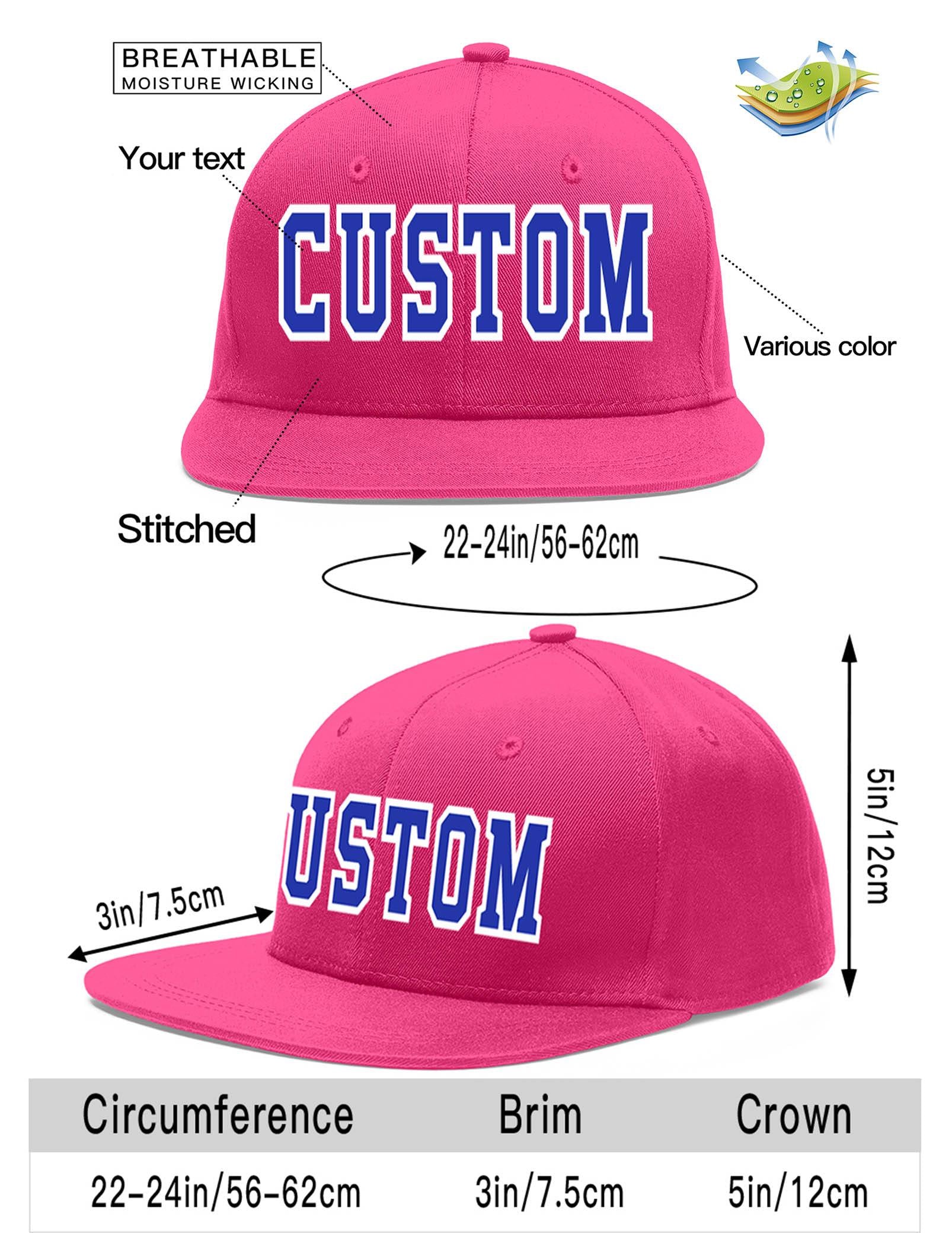 Custom Rose Red Royal-White Flat Eaves Sport Baseball Cap