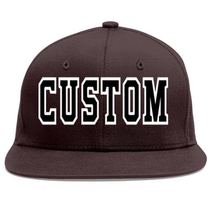 Casquette de baseball sport personnalisée marron noir-blanc Flat Eaves