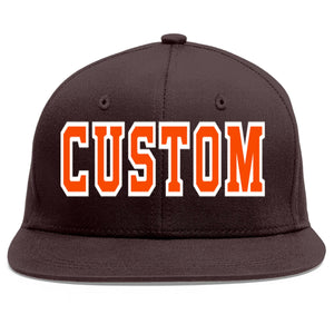 Casquette de baseball sport personnalisée marron orange-blanc Flat Eaves