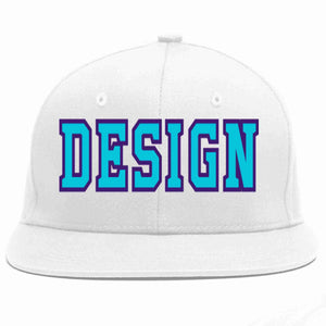 Conception personnalisée de casquette de baseball de sport à avant-toit plat bleu clair-violet blanc pour hommes/femmes/jeunes