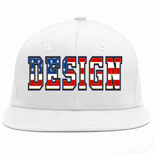 Custom White Vintage USA Flag-Gold Flat Eaves Sport Baseball Cap Design for Men/Women/Youth