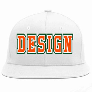 Custom White Orange-White Flat Eaves Sport Baseball Cap Design for Men/Women/Youth