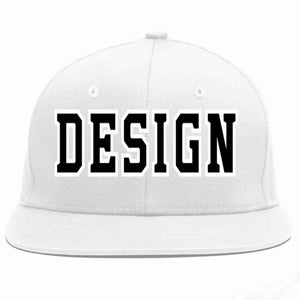 Conception personnalisée de casquette de baseball de sport à avant-toit plat blanc noir-blanc pour hommes/femmes/jeunes