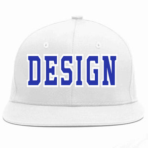 Conception personnalisée de casquette de baseball de sport à avant-toit plat blanc royal-blanc pour hommes/femmes/jeunes