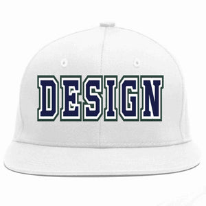 Conception personnalisée de casquette de baseball de sport à avant-toit plat blanc marine-blanc pour hommes/femmes/jeunes