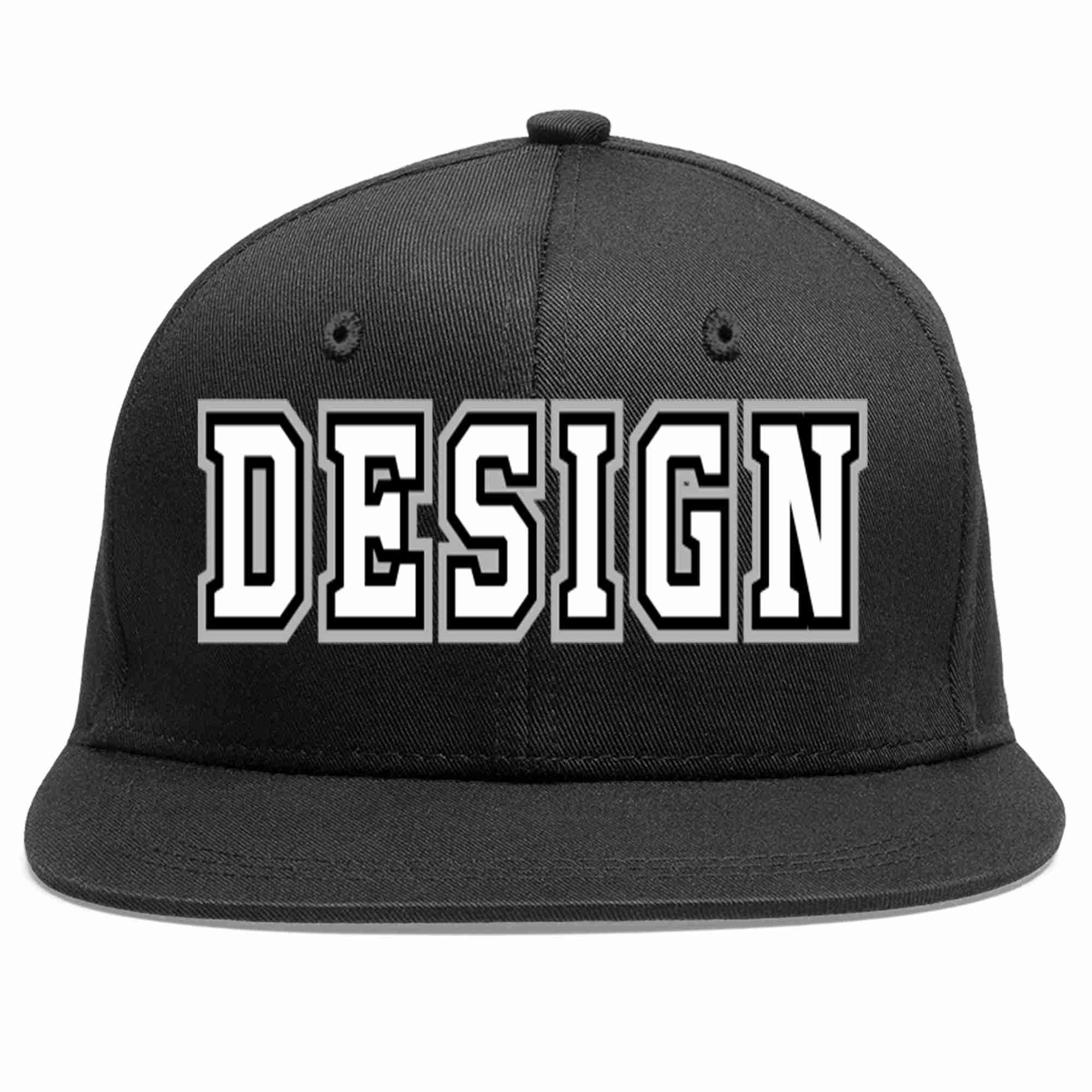 Custom Black White-Black Flat Eaves Sport Baseball Cap Design for Men/Women/Youth