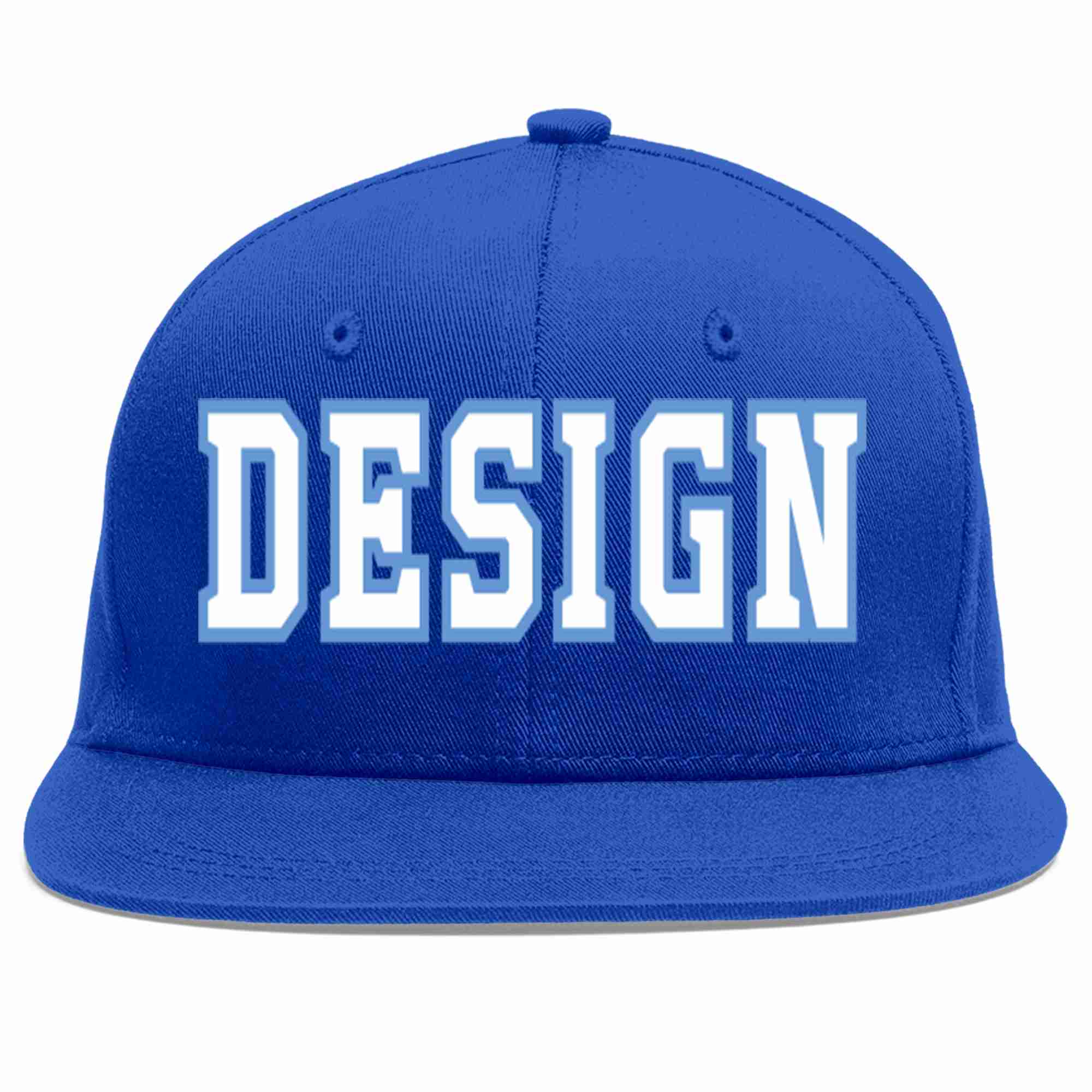 Custom Royal White-Light Blue Flat Eaves Sport Baseball Cap Design for Men/Women/Youth