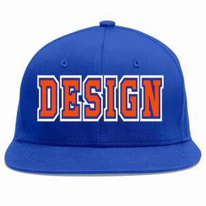 Custom Royal Orange-Royal Flat Eaves Sport Baseball Cap Design for Men/Women/Youth