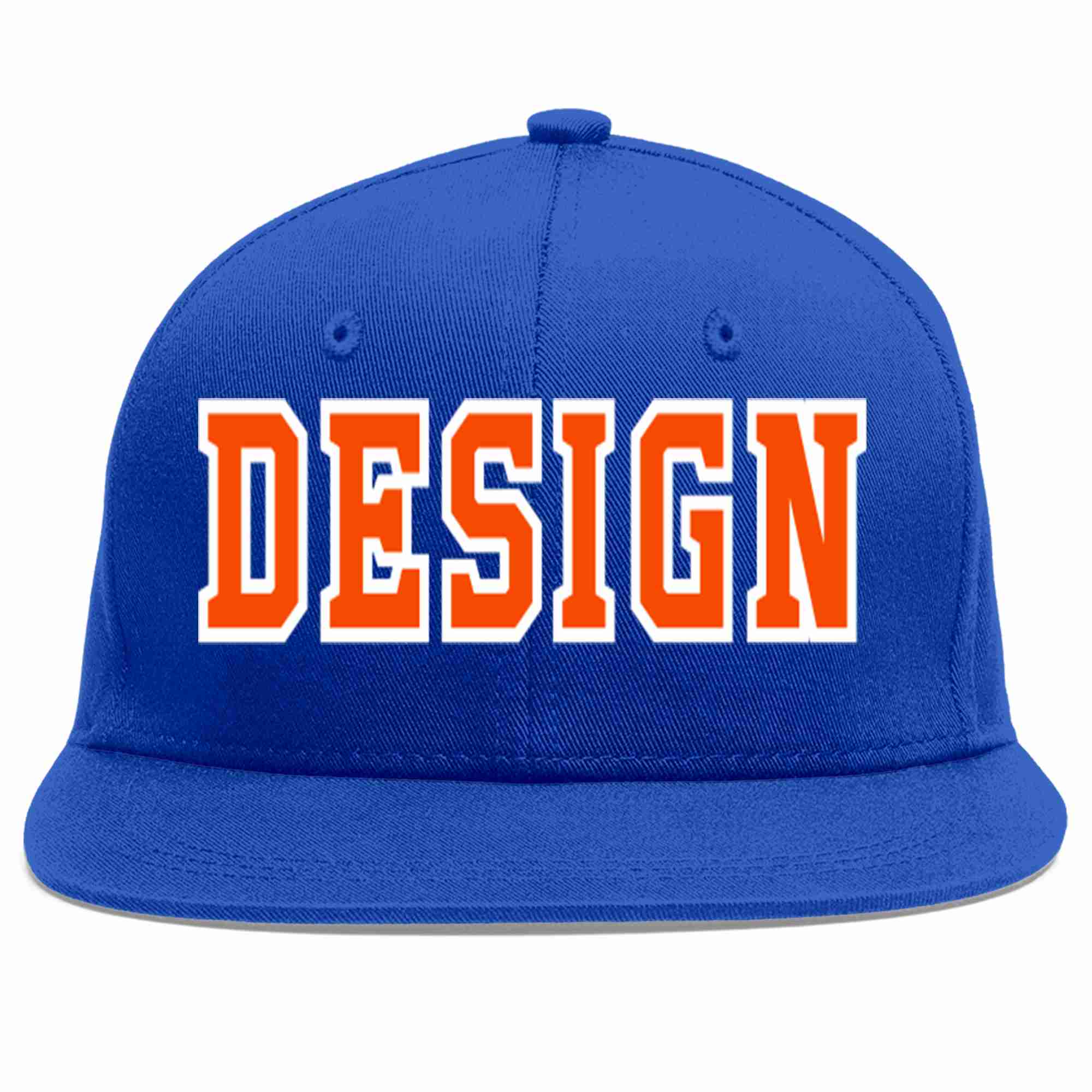 Custom Royal Orange-White Flat Eaves Sport Baseball Cap Design for Men/Women/Youth