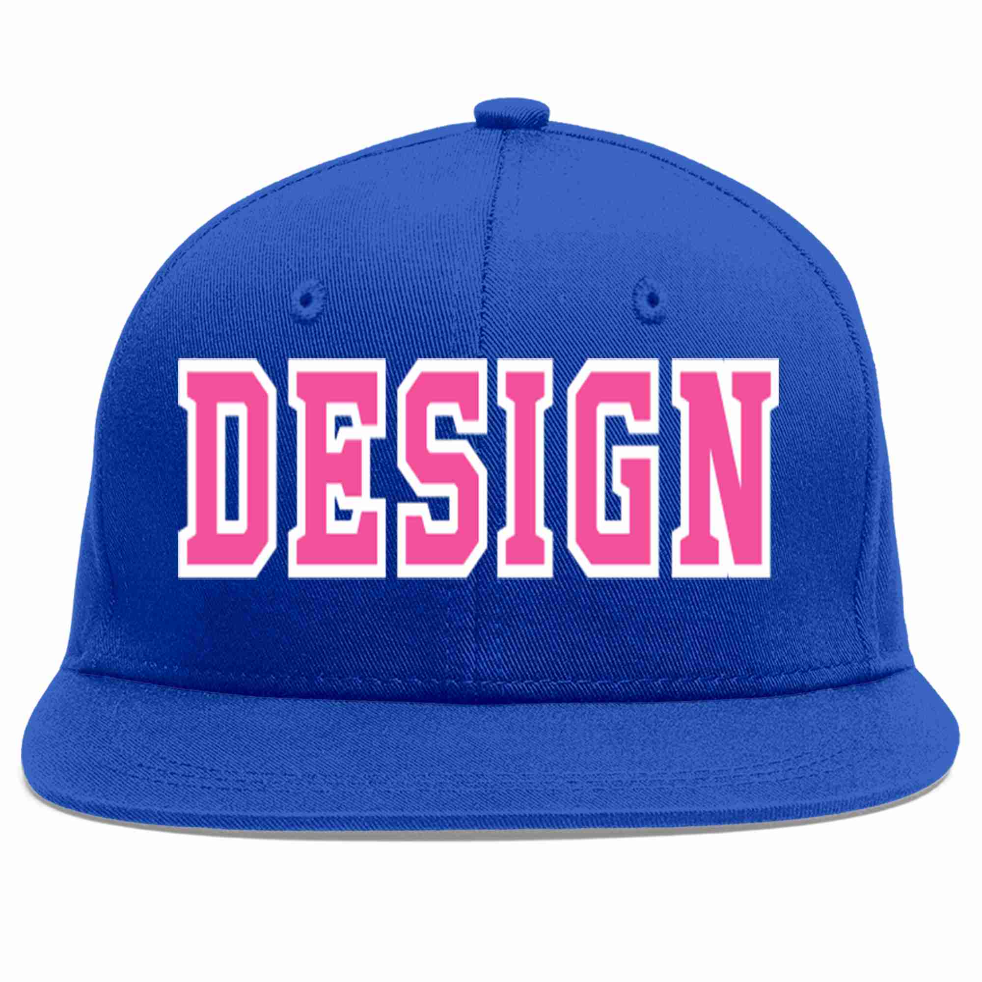 Custom Royal Pink-White Flat Eaves Sport Baseball Cap Design for Men/Women/Youth