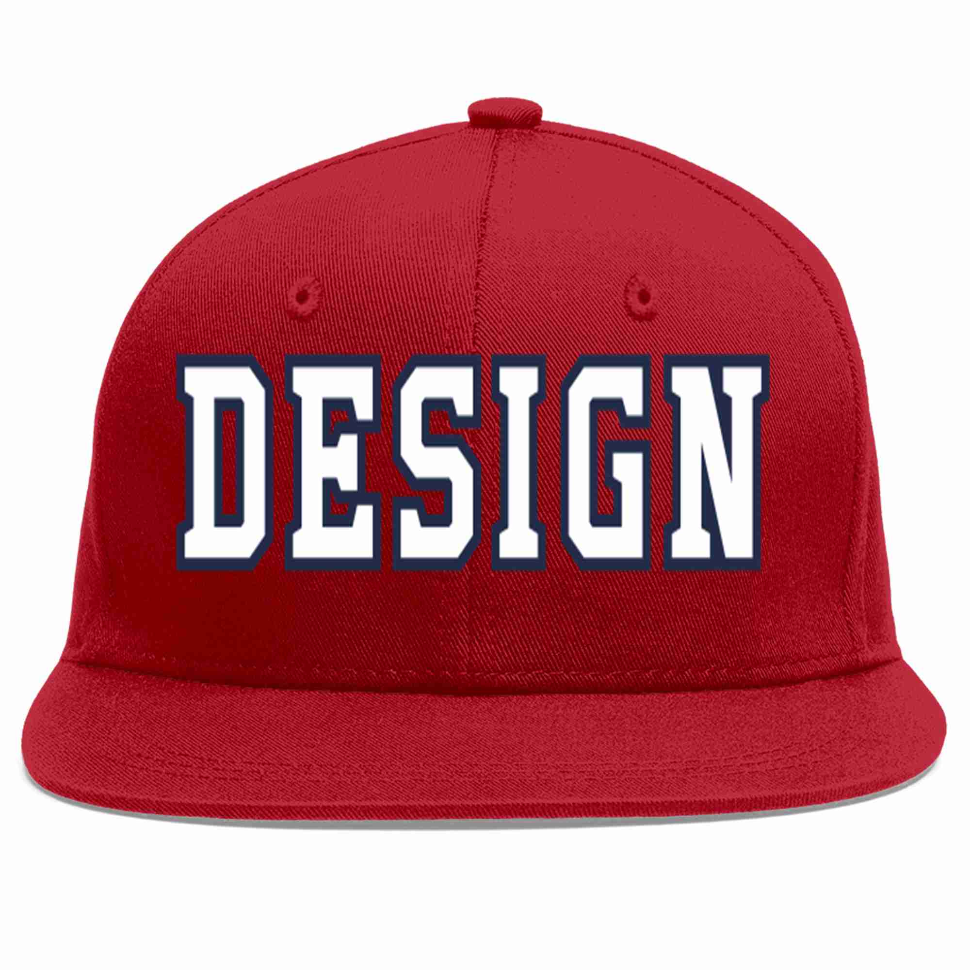 Conception personnalisée de casquette de baseball de sport à avant-toit plat rouge blanc-marine pour hommes/femmes/jeunes