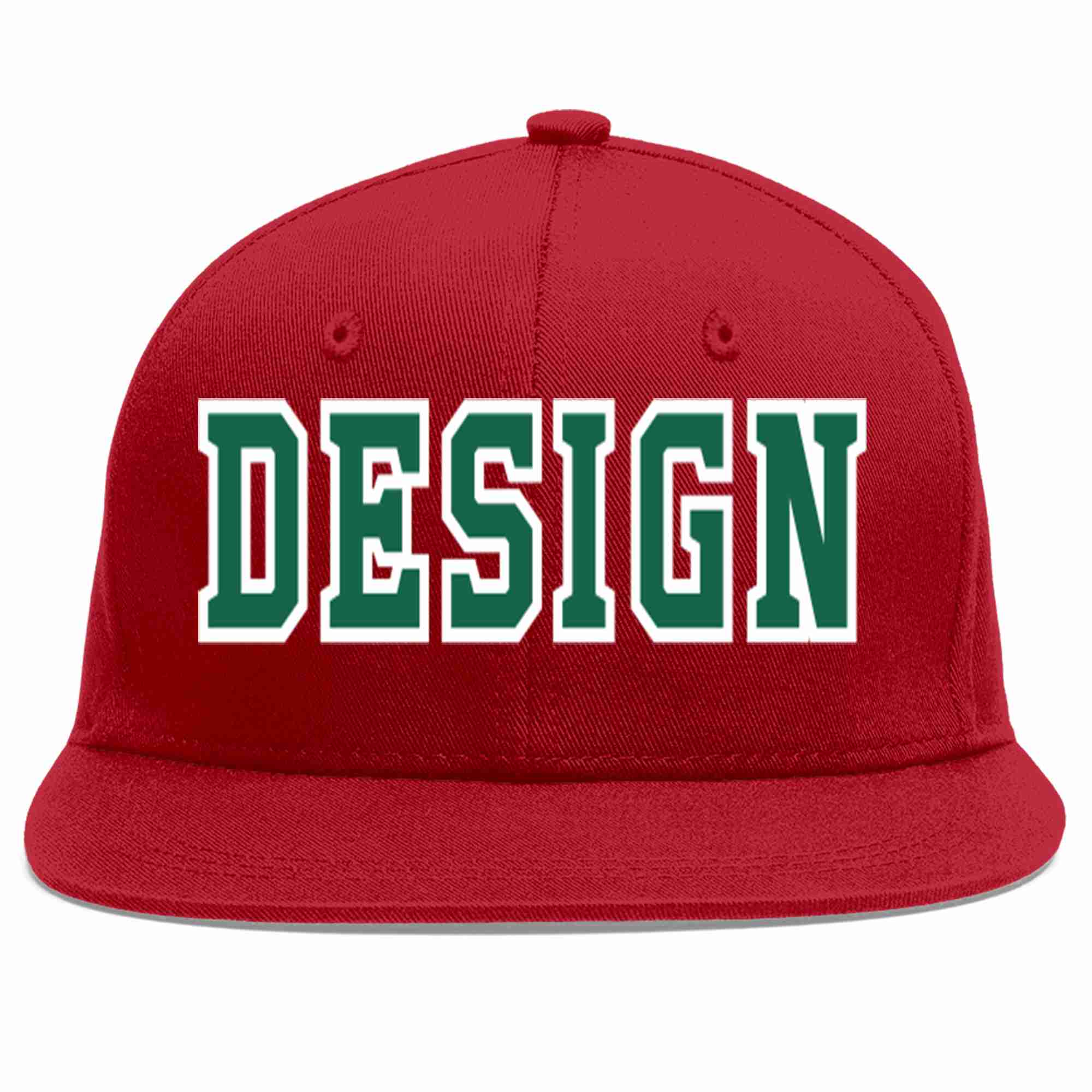 Conception personnalisée de casquette de baseball de sport à avant-toit plat rouge Kelly vert-blanc pour hommes/femmes/jeunes