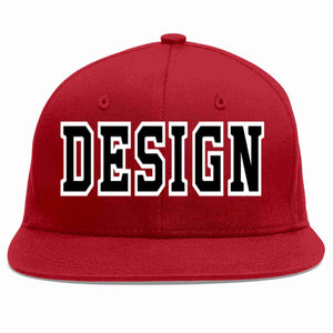 Custom Red Black-White Flat Eaves Sport Baseball Cap Design for Men/Women/Youth