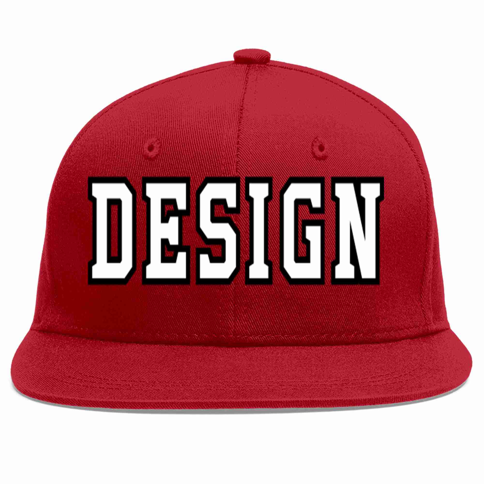 Conception personnalisée de casquette de baseball de sport à avant-toit plat rouge blanc-noir pour hommes/femmes/jeunes