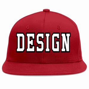 Custom Red White-Black Flat Eaves Sport Baseball Cap Design for Men/Women/Youth