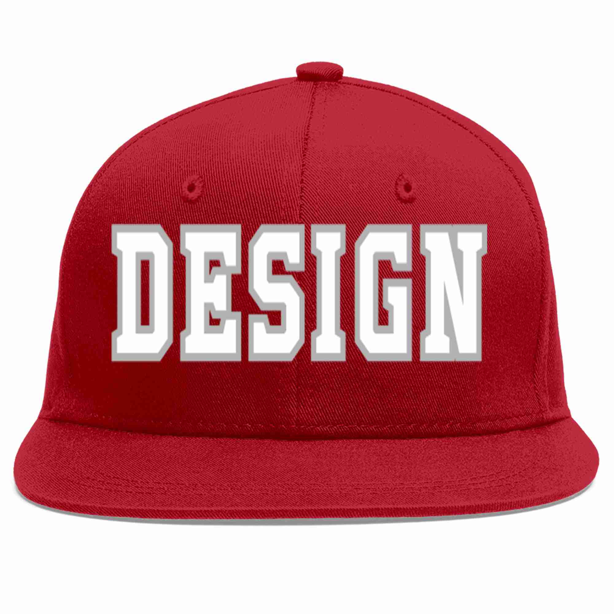 Custom Red White-Gray Flat Eaves Sport Baseball Cap Design for Men/Women/Youth