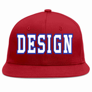 Conception personnalisée de casquette de baseball de sport à Eaves plates rouge blanc-royal pour hommes/femmes/jeunes