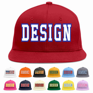 Conception personnalisée de casquette de baseball de sport à Eaves plates rouge blanc-royal pour hommes/femmes/jeunes