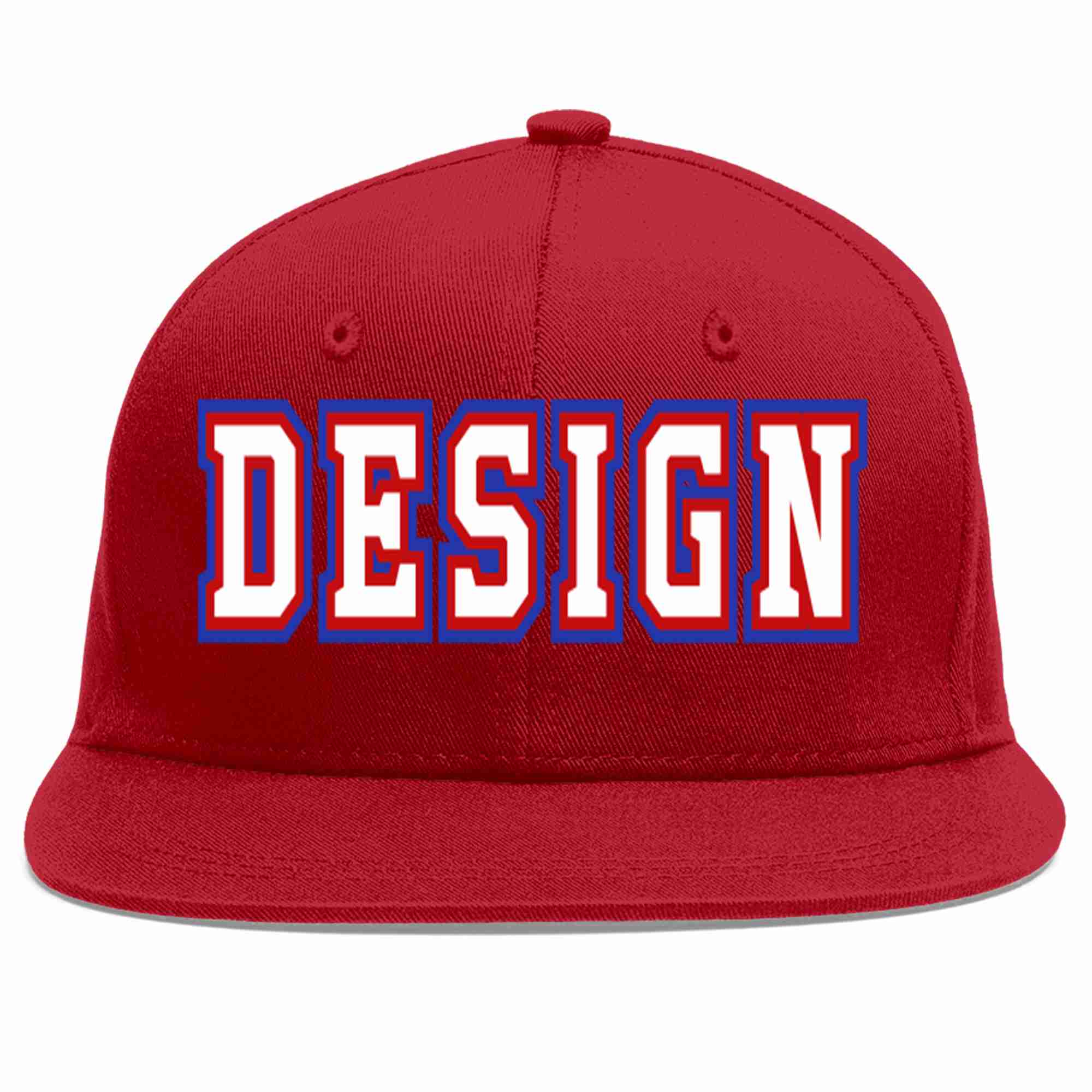 Conception personnalisée de casquette de baseball de sport à avant-toit plat rouge blanc-rouge pour hommes/femmes/jeunes