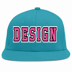 Conception personnalisée de casquette de baseball de sport à Eaves plates rose-noir Aqua pour hommes/femmes/jeunes