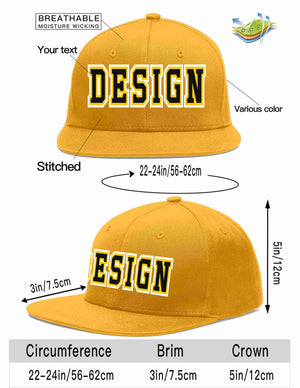 Custom Gold Black-Gold Flat Eaves Sport Baseball Cap Design for Men/Women/Youth