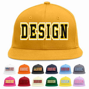 Custom Gold Black-Gold Flat Eaves Sport Baseball Cap Design for Men/Women/Youth