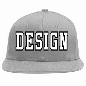 Custom Gray White-Black Flat Eaves Sport Baseball Cap Design for Men/Women/Youth