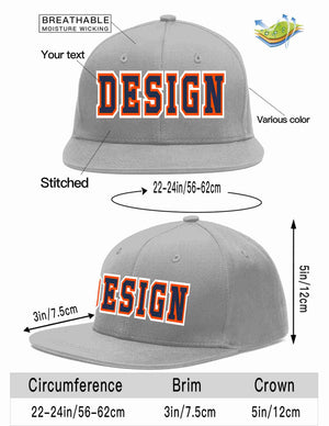 Conception personnalisée de casquette de baseball de sport à avant-toit plat gris marine-orange pour hommes/femmes/jeunes