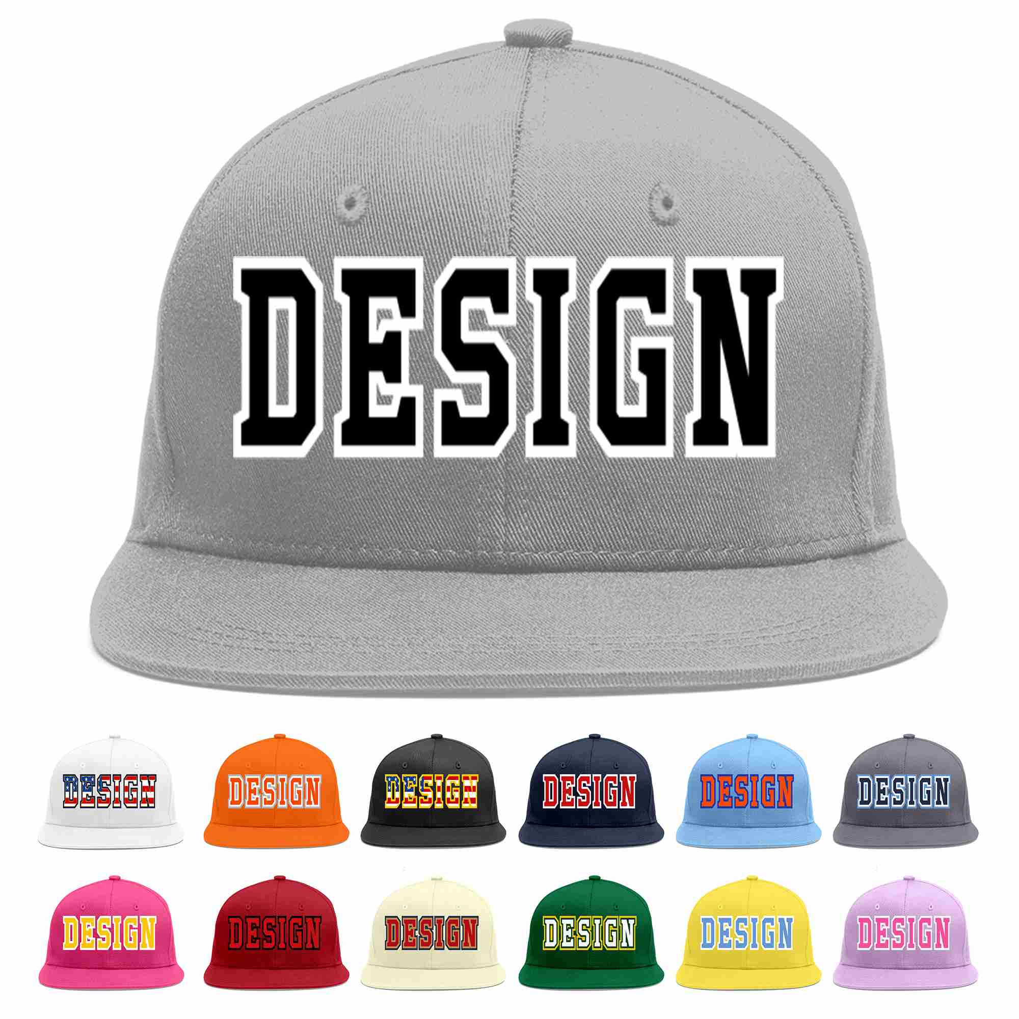 Custom Gray Black-White Flat Eaves Sport Baseball Cap Design for Men/Women/Youth