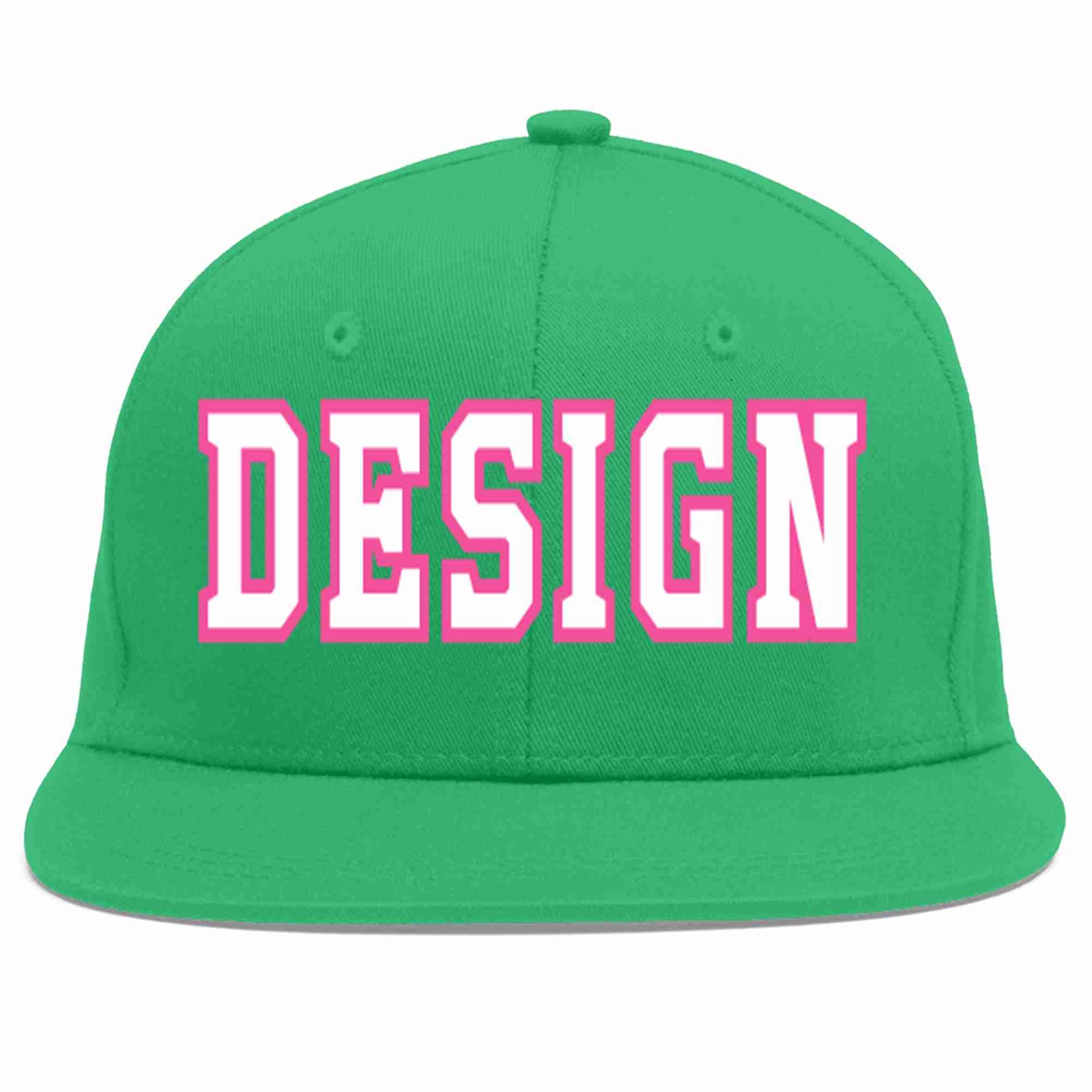 Custom Teal White-Pink Flat Eaves Sport Baseball Cap