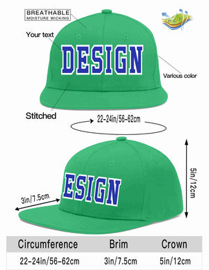 Custom Teal Royal-White Flat Eaves Sport Baseball Cap