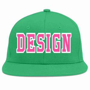 Custom Teal Pink-White Flat Eaves Sport Baseball Cap