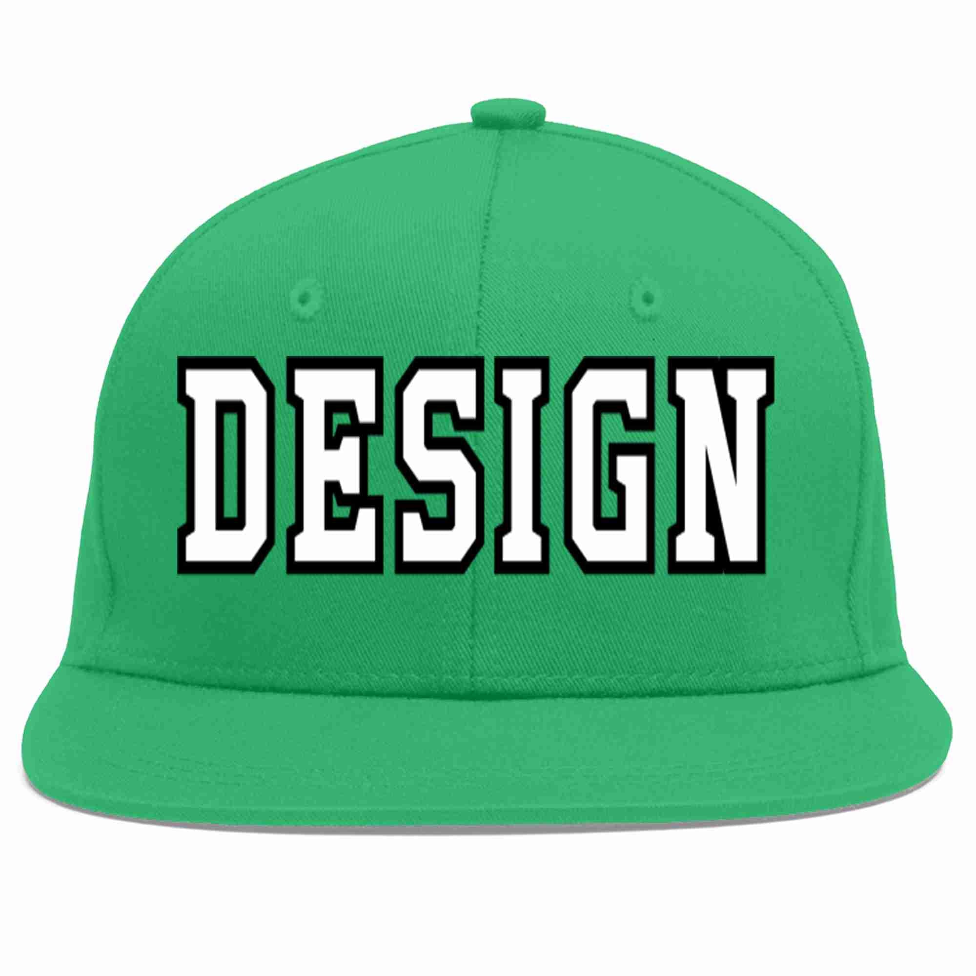 Custom Teal White-Black Flat Eaves Sport Baseball Cap