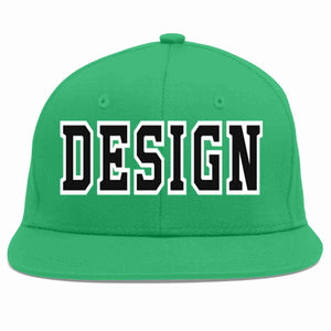 Custom Teal Black-White Flat Eaves Sport Baseball Cap