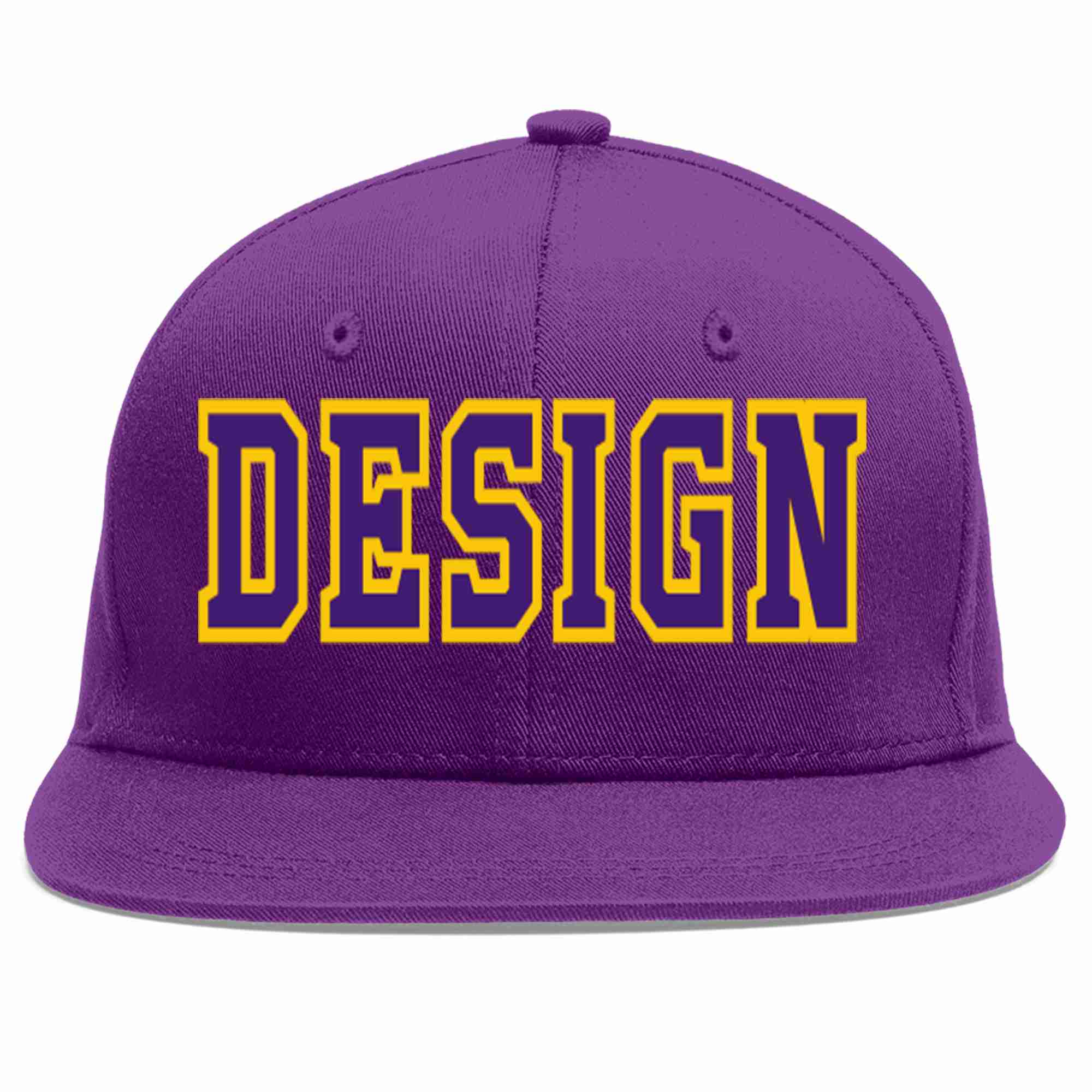 Conception personnalisée de casquette de baseball de sport à avant-toit plat violet violet-or pour hommes/femmes/jeunes