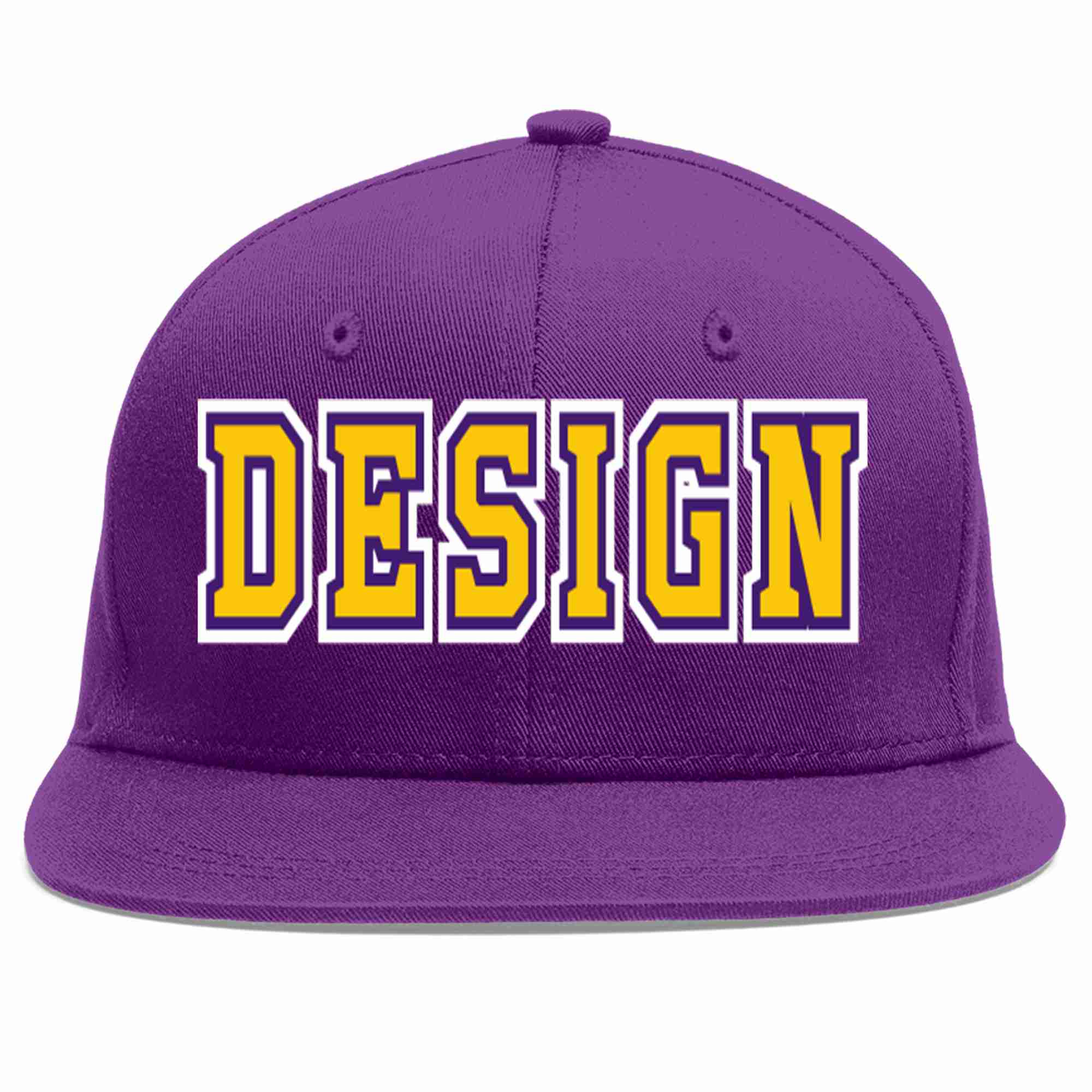 Conception personnalisée de casquette de baseball de sport à avant-toit plat violet or-violet pour hommes/femmes/jeunes