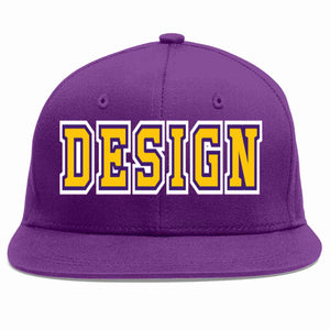 Custom Purple Gold-purple Flat Eaves Sport Baseball Cap Design for Men/Women/Youth