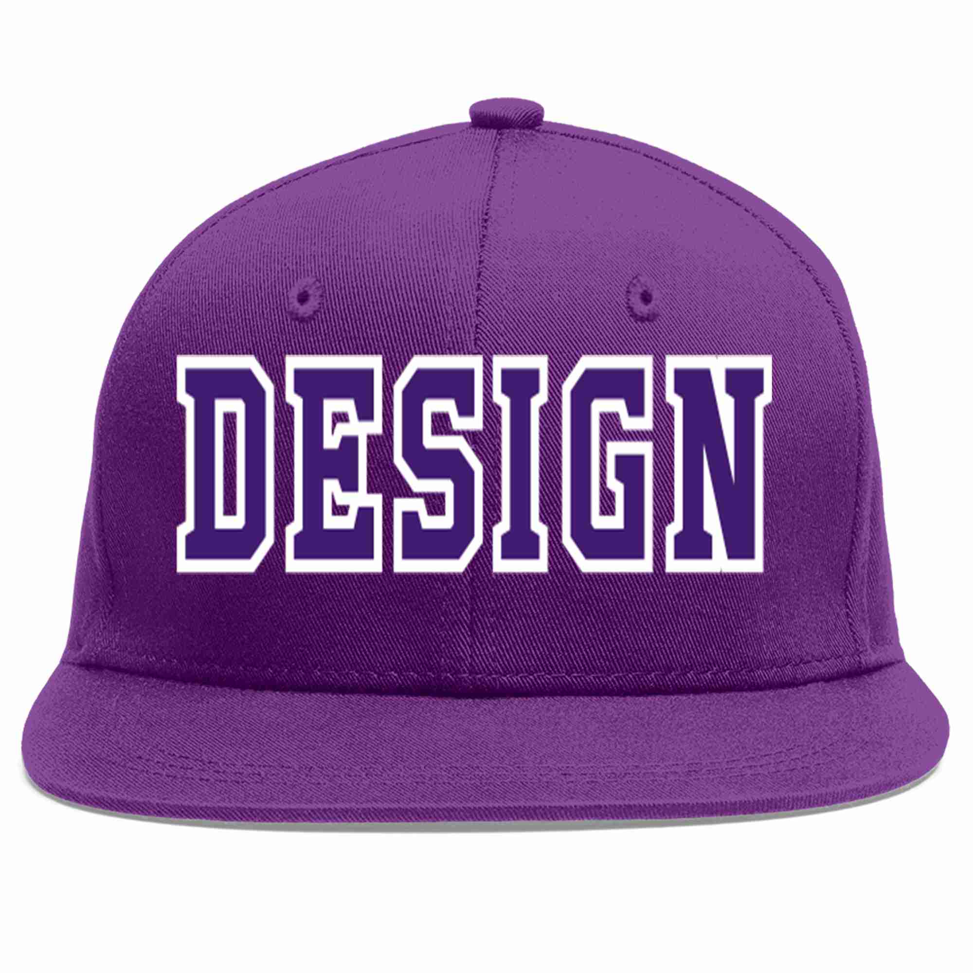 Conception personnalisée de casquette de baseball de sport à avant-toit plat violet violet-blanc pour hommes/femmes/jeunes