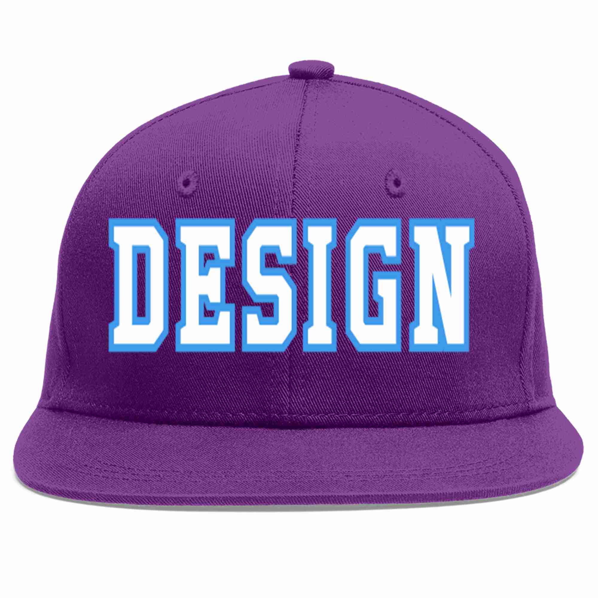 Conception personnalisée de casquette de baseball de sport à avant-toit plat violet blanc-bleu poudré pour hommes/femmes/jeunes