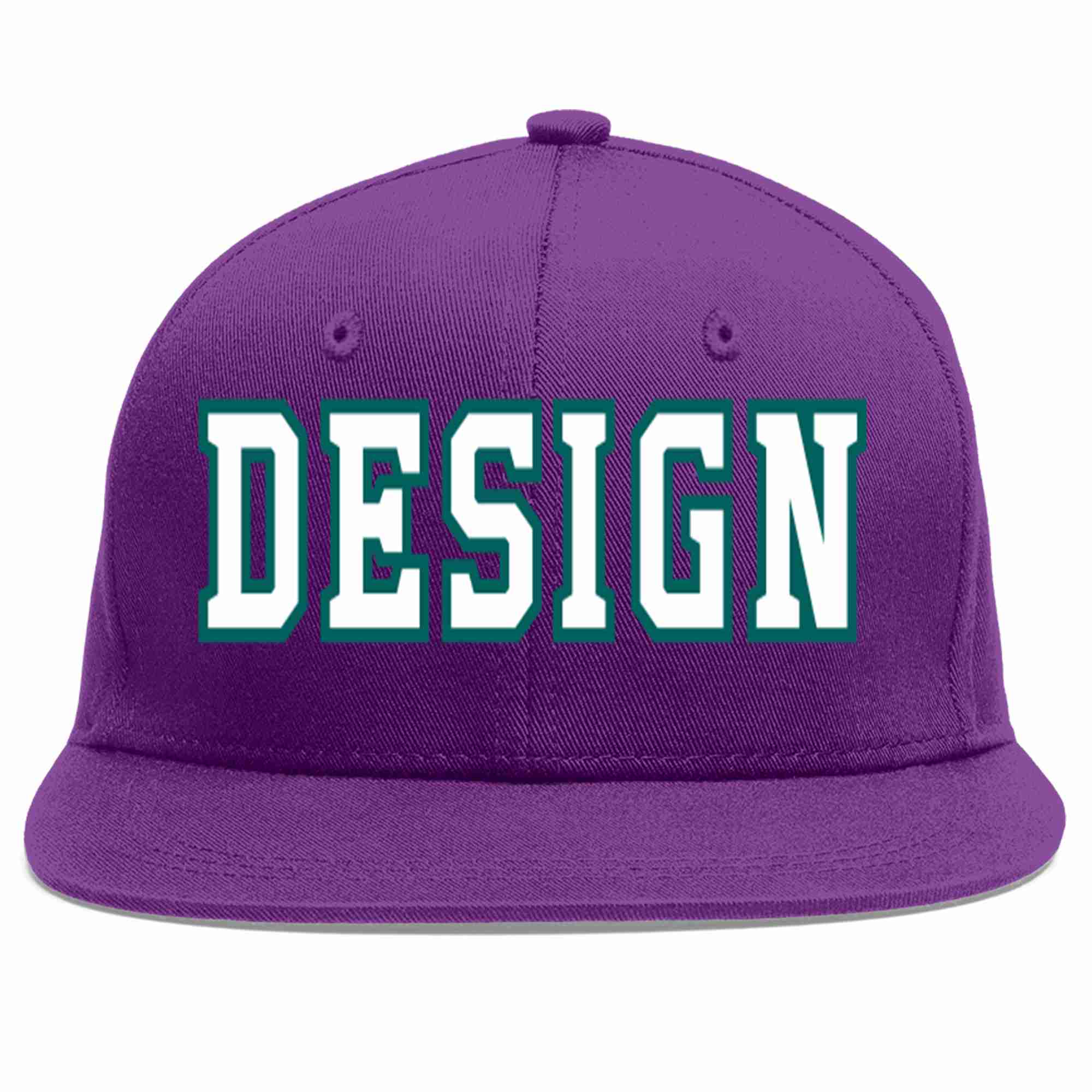 Conception personnalisée de casquette de baseball de sport à Eaves plates violet blanc-aqua pour hommes/femmes/jeunes