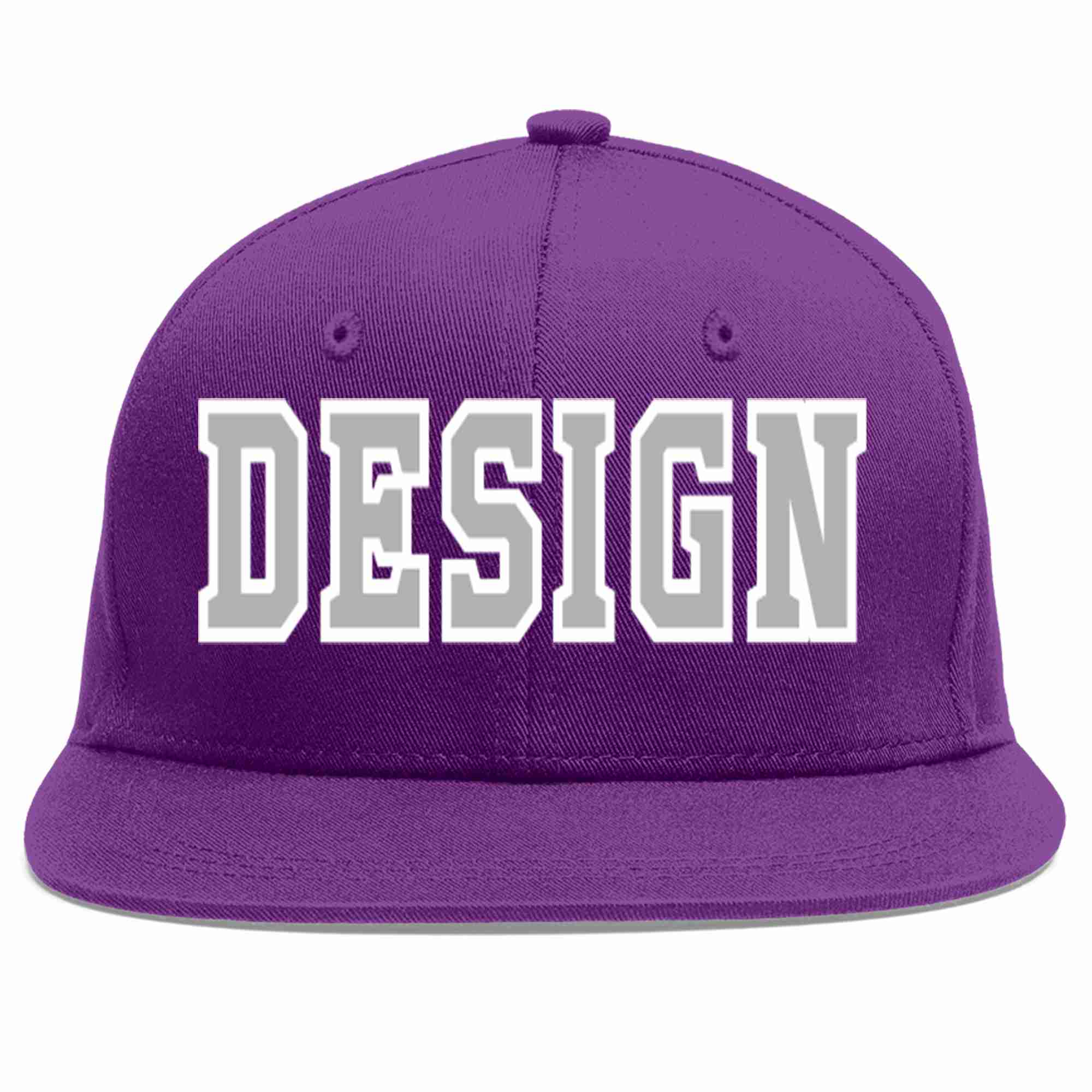 Custom Purple Gray-White Flat Eaves Sport Baseball Cap Design for Men/Women/Youth