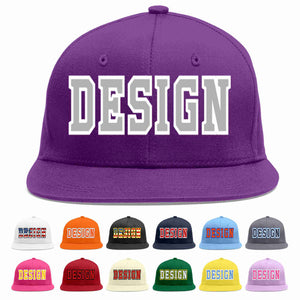 Conception personnalisée de casquette de baseball de sport à avant-toit plat violet gris-blanc pour hommes/femmes/jeunes