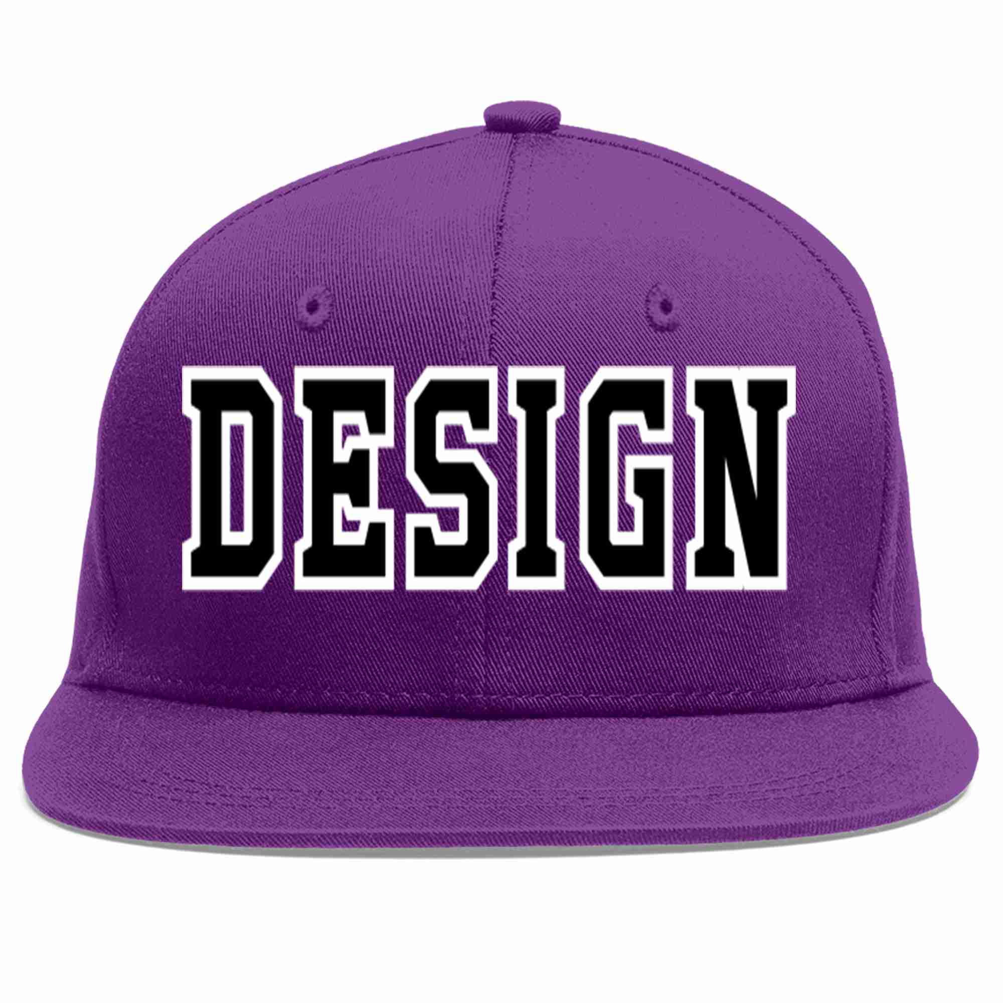 Custom Purple Black-White Flat Eaves Sport Baseball Cap Design for Men/Women/Youth