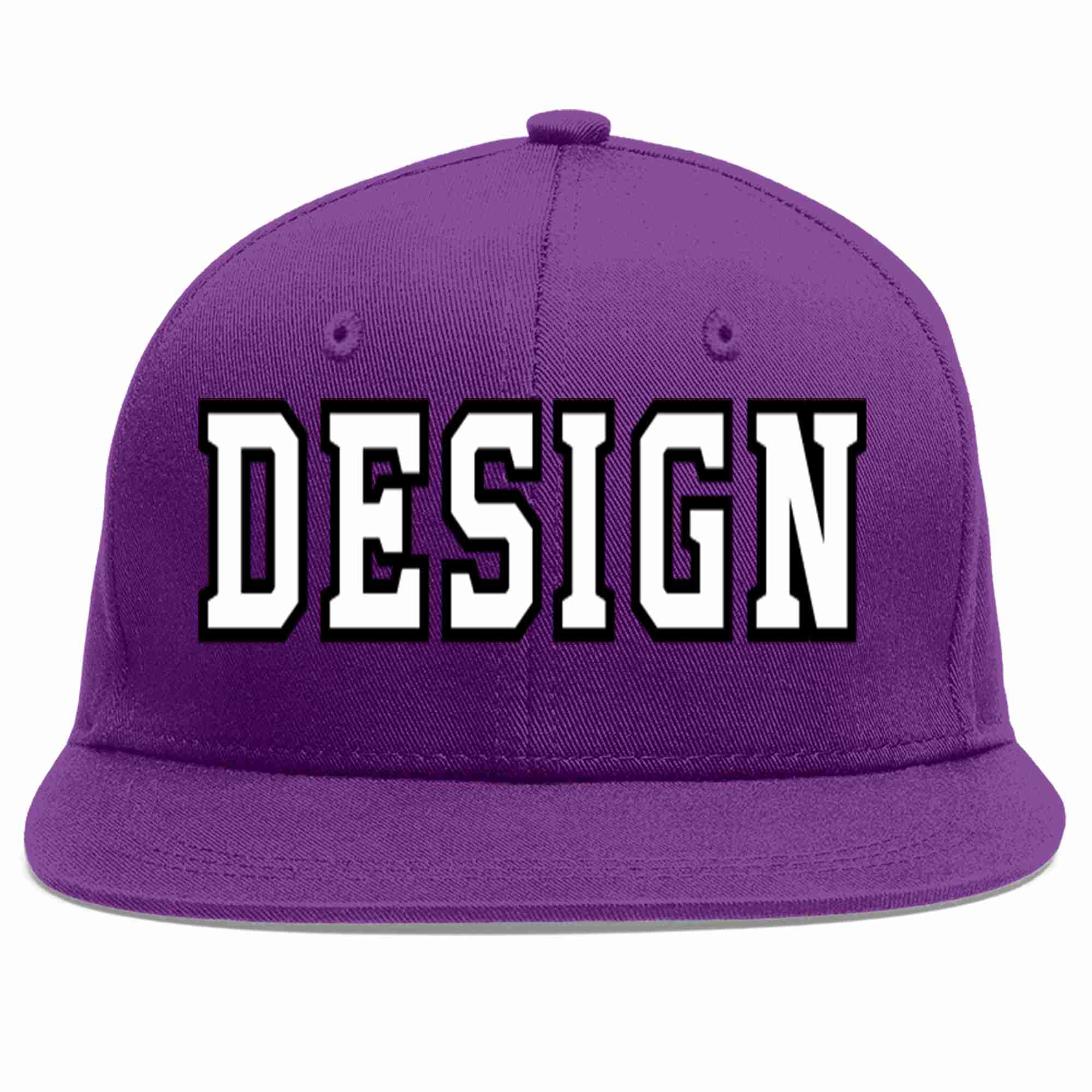 Conception personnalisée de casquette de baseball de sport à avant-toit plat violet blanc-noir pour hommes/femmes/jeunes