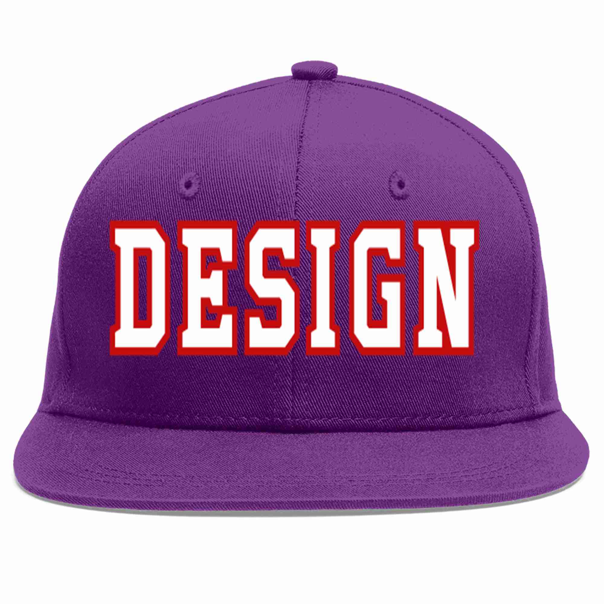 Conception personnalisée de casquette de baseball de sport à avant-toit plat violet blanc-rouge pour hommes/femmes/jeunes