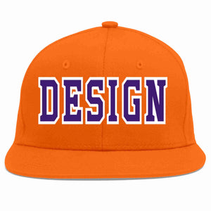 Custom Orange purple-White Flat Eaves Sport Baseball Cap Design for Men/Women/Youth