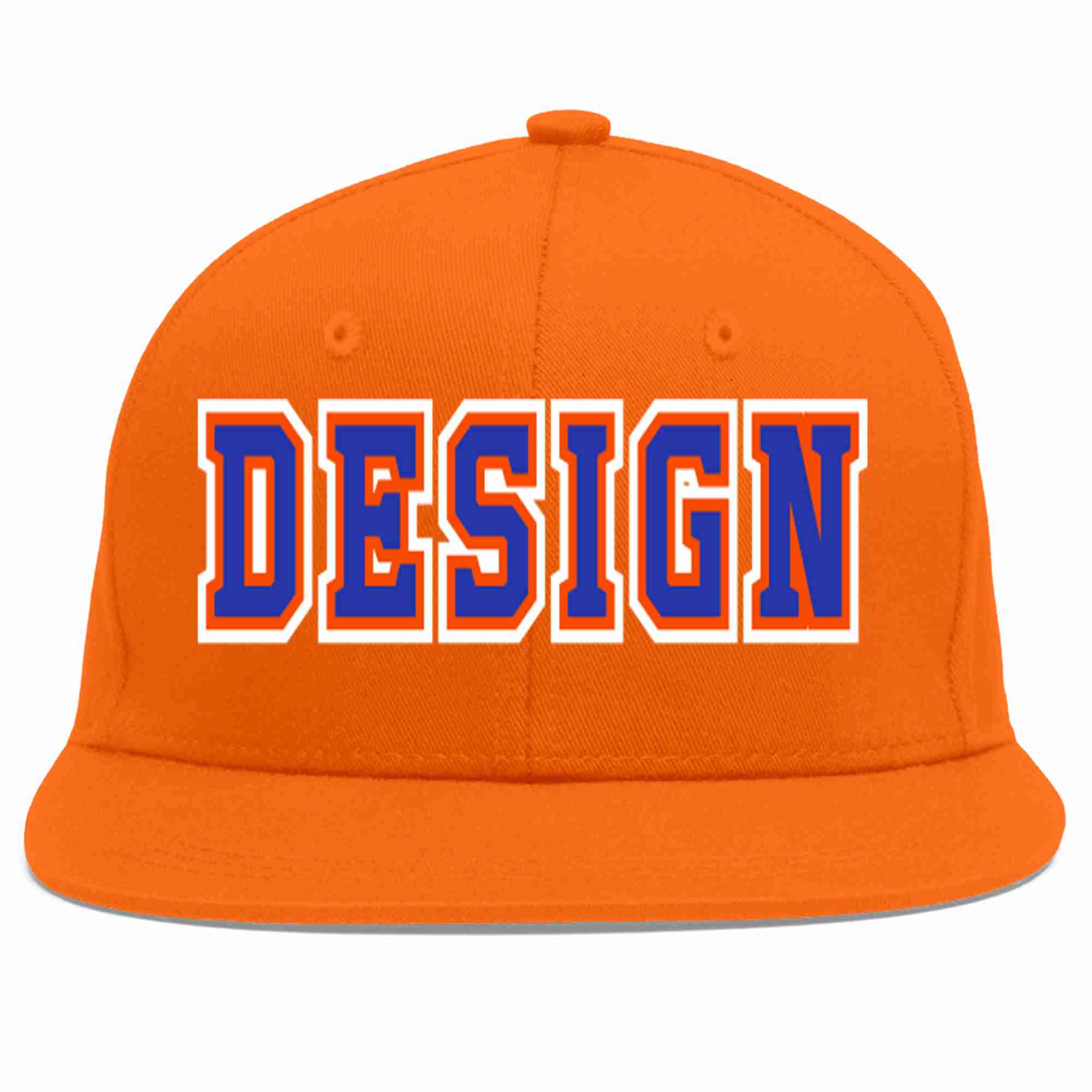 Conception personnalisée de casquette de baseball de sport à avant-toit plat orange royal-orange pour hommes/femmes/jeunes