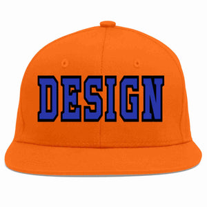 Custom Orange Royal-Black Flat Eaves Sport Baseball Cap Design for Men/Women/Youth