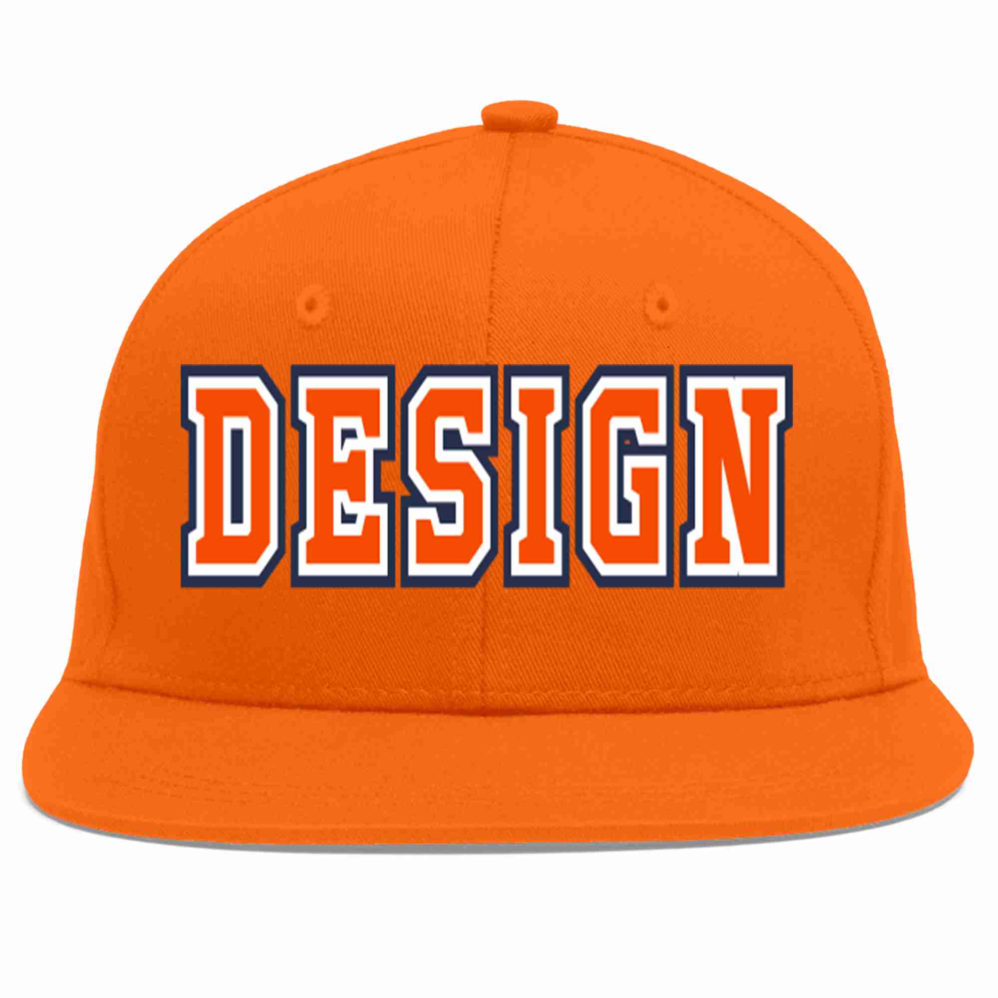 Conception personnalisée de casquette de baseball de sport à avant-toit plat orange orange-blanc pour hommes/femmes/jeunes